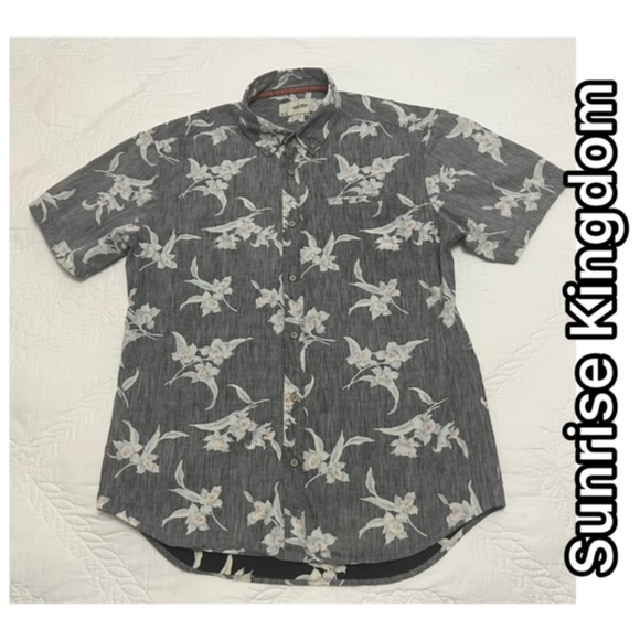 SUNRISE KINGDOM COTTON SOFT RELAXED ORCHIDS PRINT SHIRT SLEEVE BUTTON UP SHIRT - Picture 1 of 10